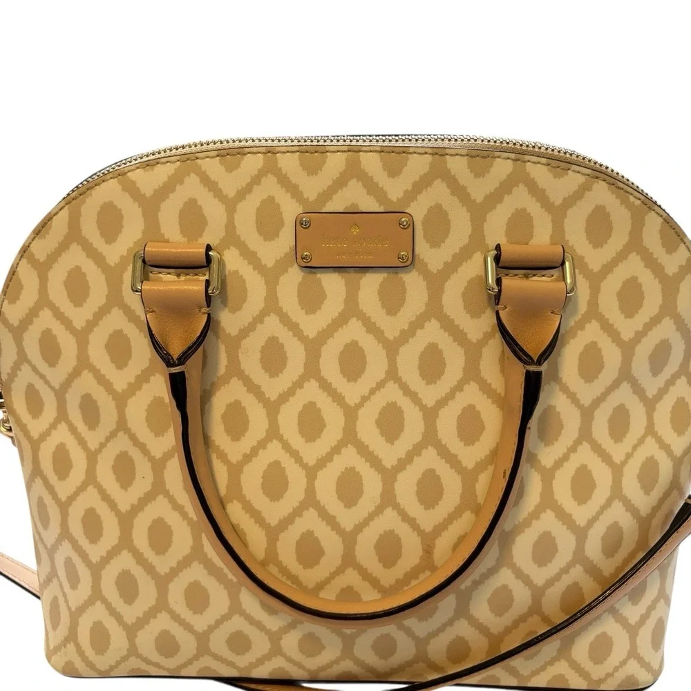Kate Spade Grove Street Printed Carli Satchel Crossbody Bag‎ Cream/Tan